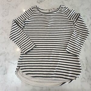 Merona Black and White Striped Long Sleeve Top with back zipper detail. Small.